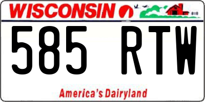 WI license plate 585RTW