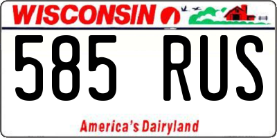WI license plate 585RUS