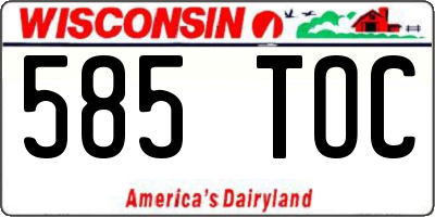 WI license plate 585TOC
