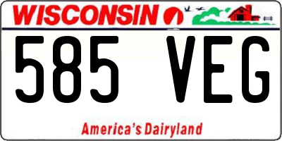 WI license plate 585VEG