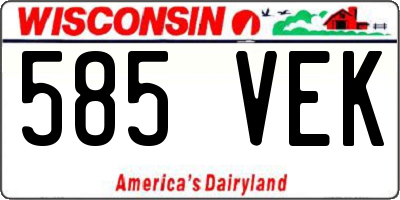 WI license plate 585VEK