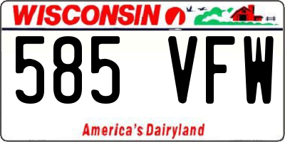 WI license plate 585VFW