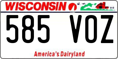 WI license plate 585VOZ