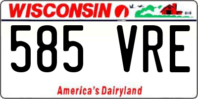 WI license plate 585VRE