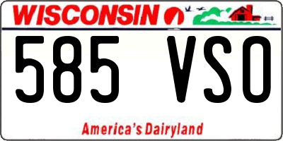 WI license plate 585VSO
