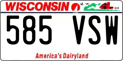 WI license plate 585VSW