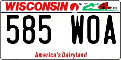 WI license plate 585WOA
