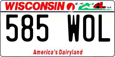 WI license plate 585WOL