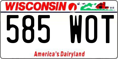 WI license plate 585WOT