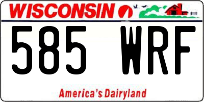 WI license plate 585WRF