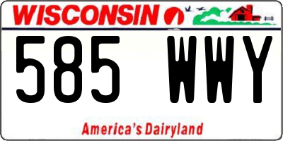 WI license plate 585WWY