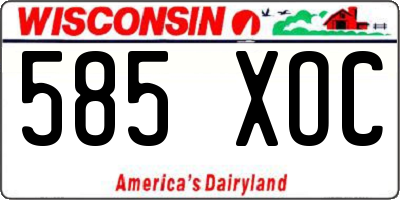 WI license plate 585XOC