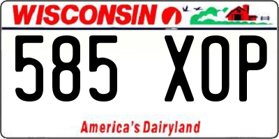 WI license plate 585XOP
