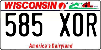 WI license plate 585XOR