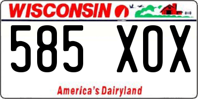 WI license plate 585XOX