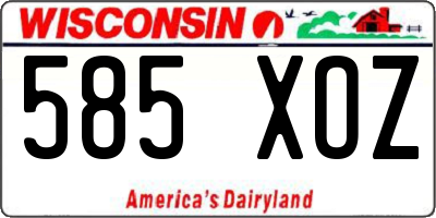 WI license plate 585XOZ