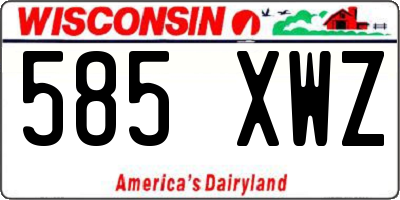 WI license plate 585XWZ