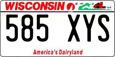 WI license plate 585XYS