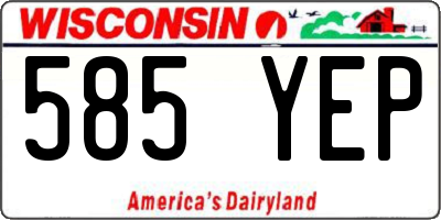 WI license plate 585YEP
