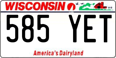 WI license plate 585YET