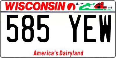WI license plate 585YEW
