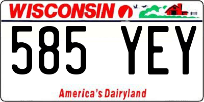 WI license plate 585YEY