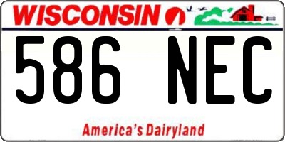 WI license plate 586NEC