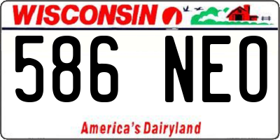 WI license plate 586NEO