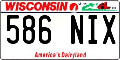 WI license plate 586NIX