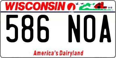 WI license plate 586NOA