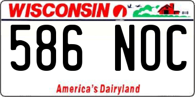 WI license plate 586NOC