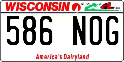 WI license plate 586NOG