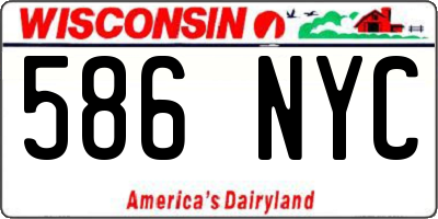 WI license plate 586NYC