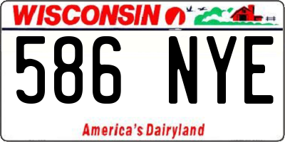 WI license plate 586NYE