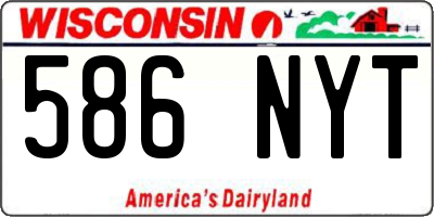 WI license plate 586NYT