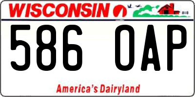 WI license plate 586OAP