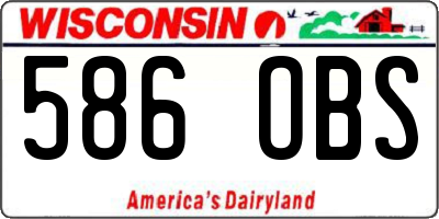 WI license plate 586OBS