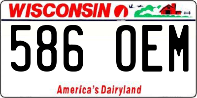 WI license plate 586OEM