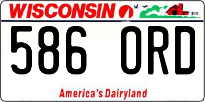 WI license plate 586ORD