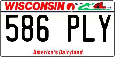 WI license plate 586PLY