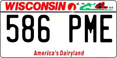 WI license plate 586PME