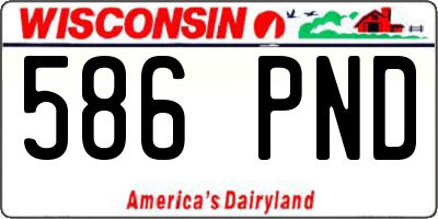 WI license plate 586PND