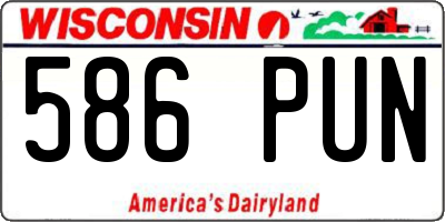 WI license plate 586PUN