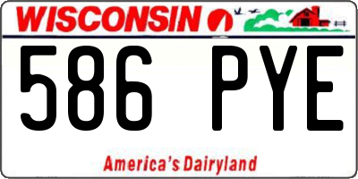 WI license plate 586PYE