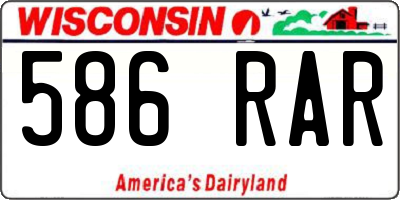 WI license plate 586RAR