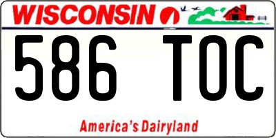 WI license plate 586TOC