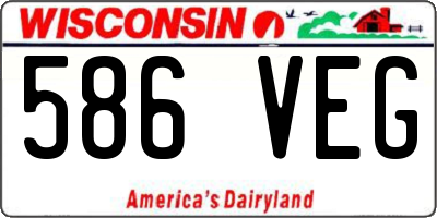 WI license plate 586VEG