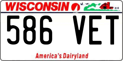WI license plate 586VET