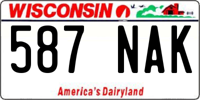 WI license plate 587NAK