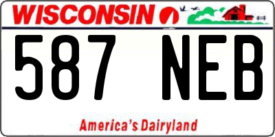 WI license plate 587NEB
